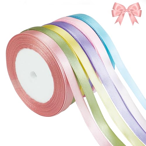 qingmeng 132m Geschenkband,10mm Schleifenband Bunt,Satinband Geschenkband Breit Stoff Set Seidenbänder Geschenkbänder Pastell Stoffband Dekoband Bänder zum Basteln für Hochzeit Dekoration Verpacken