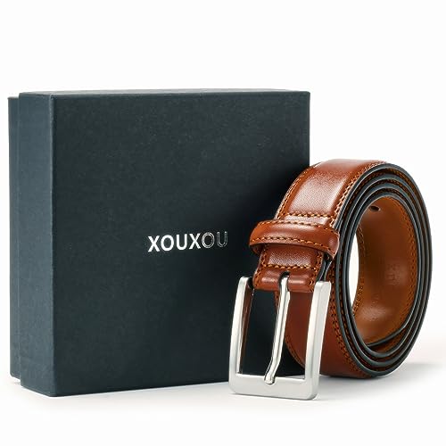 Image of XOUXOU Men's Casual Leather Jeans Belts Classic Work Business Dress Belt with Prong Buckle for Men
