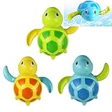 WedFeir 3pcs Bath Swimming Turtle Toy for Baby Toddler, Wind Up Chain Bathing Water Toy, Swimming Bathtub Pool Cute Swimming Turtle Toys for Boys Girls.