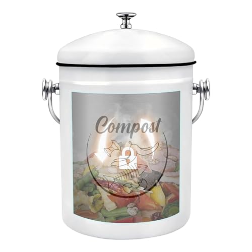 Poubelle à compost de cuisine anti-odeur seau en métal revêtu 11x6 pouces
