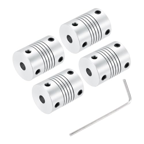 uxcell - uxcell 4Pcs 4mm to 5mm Aluminum Alloy Shaft Coupling L25xD19 Flexible Coupler Beam Stepper Motor Joint Connector for 3D Printer CNC Machine DIY Encoders and Motors Shaft,Silver