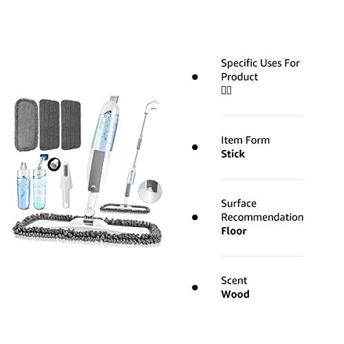 Edekoy Spray Mop For Floor Cleaning - Microfiber Wet Dry Mop With 2 Refillable Bottles 3Pcs Washable Pads For Hardwood Laminate Vinyl Tile Wood Floor Mop For Home Kitchen #TOP7