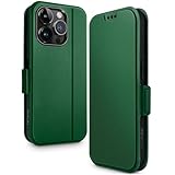OCASE Funda para iPhone 15 Pro Ultrafina, Protección Cuero Cartera [Ranuras Tarjetas] [Bloqueo RFID] [Magnética] Carcasa para iPhone 15 Pro (6.1 Pulgadas) - Verde