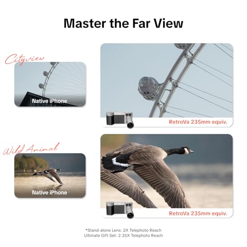 Image of PGYTECH 2X Telephoto Lens for iPhone 17 Pro Max, 200mm Equivalent Optical Telephoto Extender, Clip-On Lens with Adapter Ring for RetroVa Case, for Wildlife /Sports /Portrait Photography
