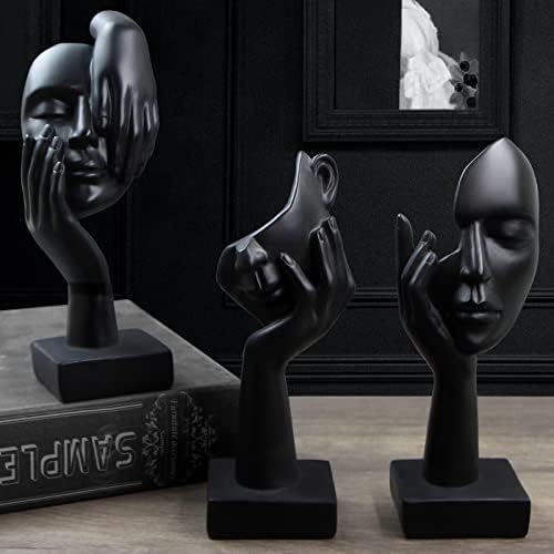 prosfalt 3 Pcs Thinker Statue,Modern Home Resin Sculptures,Collectible Figurines for Home Office Bookshelf Desktop Decor(Black)