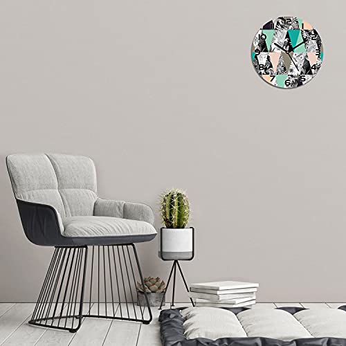 Horloge en verre de cuisine moderne 30cm avec impression Patchwork