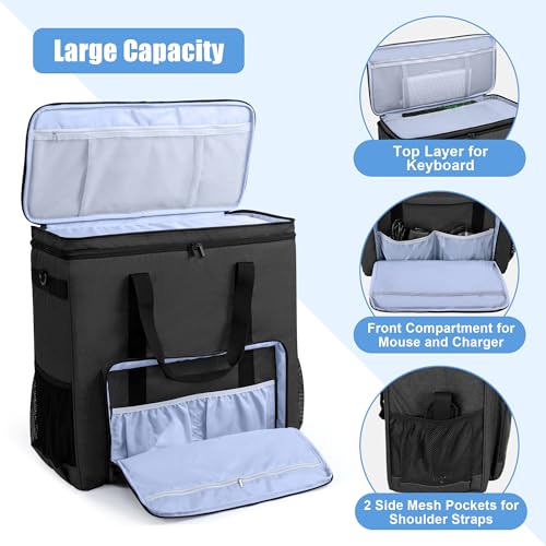 CURMIO Double-Layer PC Carrying Case, Desktop Computer Travel Bag for PC Chassis, Keyboard, Mouse and Headphone, Bag Only, Black by CURMIO - Image 2
