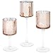 Koyal Wholesale Rose Gold Long Stem Glass Candle Holder, Set of 3