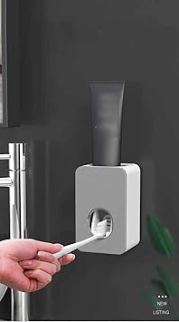 Toothpaste Dispenser Wall Mounted for Bathroom Automatic Toothpaste Squeezer Toothbrush Holder Rack for Kids and Adult