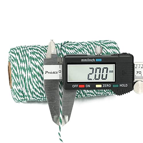Image of jijAcraft Green and White Twine String, 328 Feet Christmas Bakers Twine String, 2MM Heavy Duty Packing String for DIY Crafts, Christmas Decoration, Gift Wrapping, Craft Wrapping