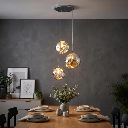 BARCELONA LED Lustre Suspendu Triple en Cristal Moderne 