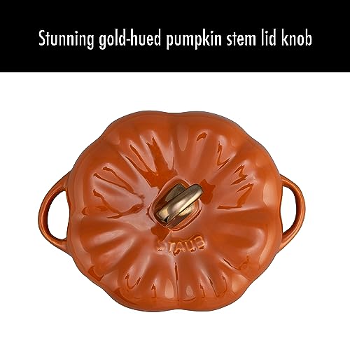 Image of Staub Ceramic 2-pc 24-oz Petite Pumpkin Cocotte Set - Burnt Orange