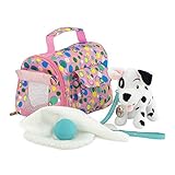 Emily Rose 18-inch Doll Accessories | Valentine Doll Puppy Set | 101 Dalmatian-Inspired Patch Puppy with Pet Carrier with Dog Bed, Toy Ball and Play Bone | Fits American Girl Dolls