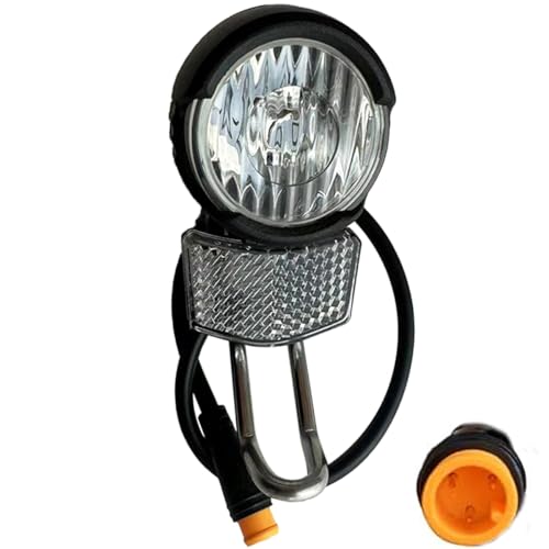 Electric Bike Headlight for Night Riding 3 Pins Connector LED Front Light - 12V 24V 36V 48V Waterproof Ultra Bright Bike Safety Light for EBike Mounting on Front Fork
