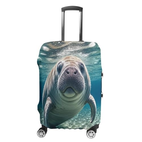 Ocean Animal Manatee Travel Luggage Cover Washable Anti-scratch Suitcase Protector Dustproof Protective Cover Case for Wheeled Luggage Fits 19-32 Inch Luggage