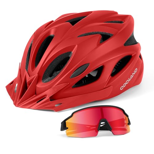 Odoland Bike Helmet with Cycling Sunglasses, Adult Cycling Helmets for Men Women Adjustable Lightweight Road Bike Mountain...