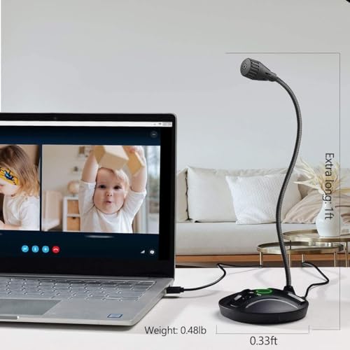 JOUNIVO USB Computer Microphone JV605 with Mute Button Compatible with PC Laptop Desktop Mac PS4, Play & Plug Gooseneck Mic Recording for Gaming, Streaming, YouTube, Vocal - Thumbnail 6