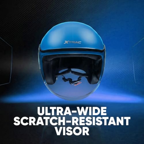 Image of Xtrac Ace Open Face Light Weight Helmet for Men & Women | ISI Certified | Blue | L