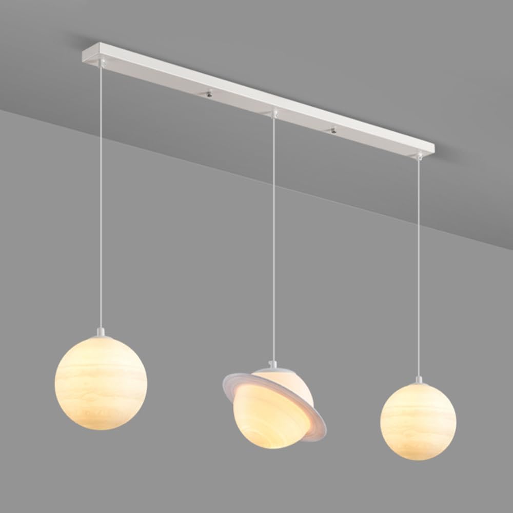 Lustre suspendu moderne en acrylique blanc style planète pour hall de prestige
