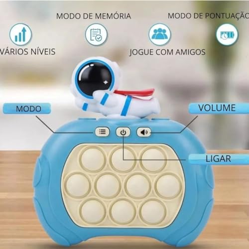 Pop It Eletrônico Anti Stress Sensorial de Astronauta AZUL