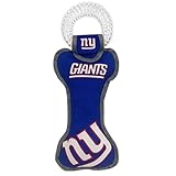 Pets First NFL New York Giants Dental Dog TUG Toy with Squeaker. Tough PET Toy for Healthy Fun, Teething & Cleaning Pet's Teeth & Gum., Team Color, one Size (NYG-3310)