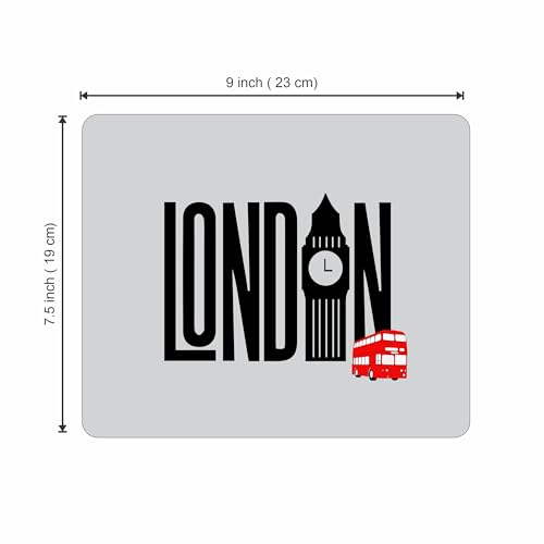 Image of My Print Shop London Theme Mouse Pad 9 x 7.5 Inch (23 x 19 cm) | Big Ben & Red Double Decker Bus Design | Non-Slip Rubber Base | Smooth Surface | 3mm Thick Mouse Pad for Office, Home & Study
