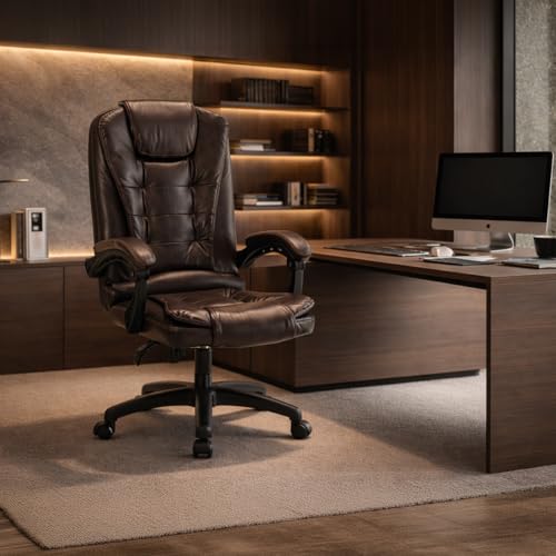 BECKON Silla ejecutiva para Oficina Escritorio Material PU Piel sintética Durable ergonómica 150kg con Soporte Lumbar reclinable para computadora...