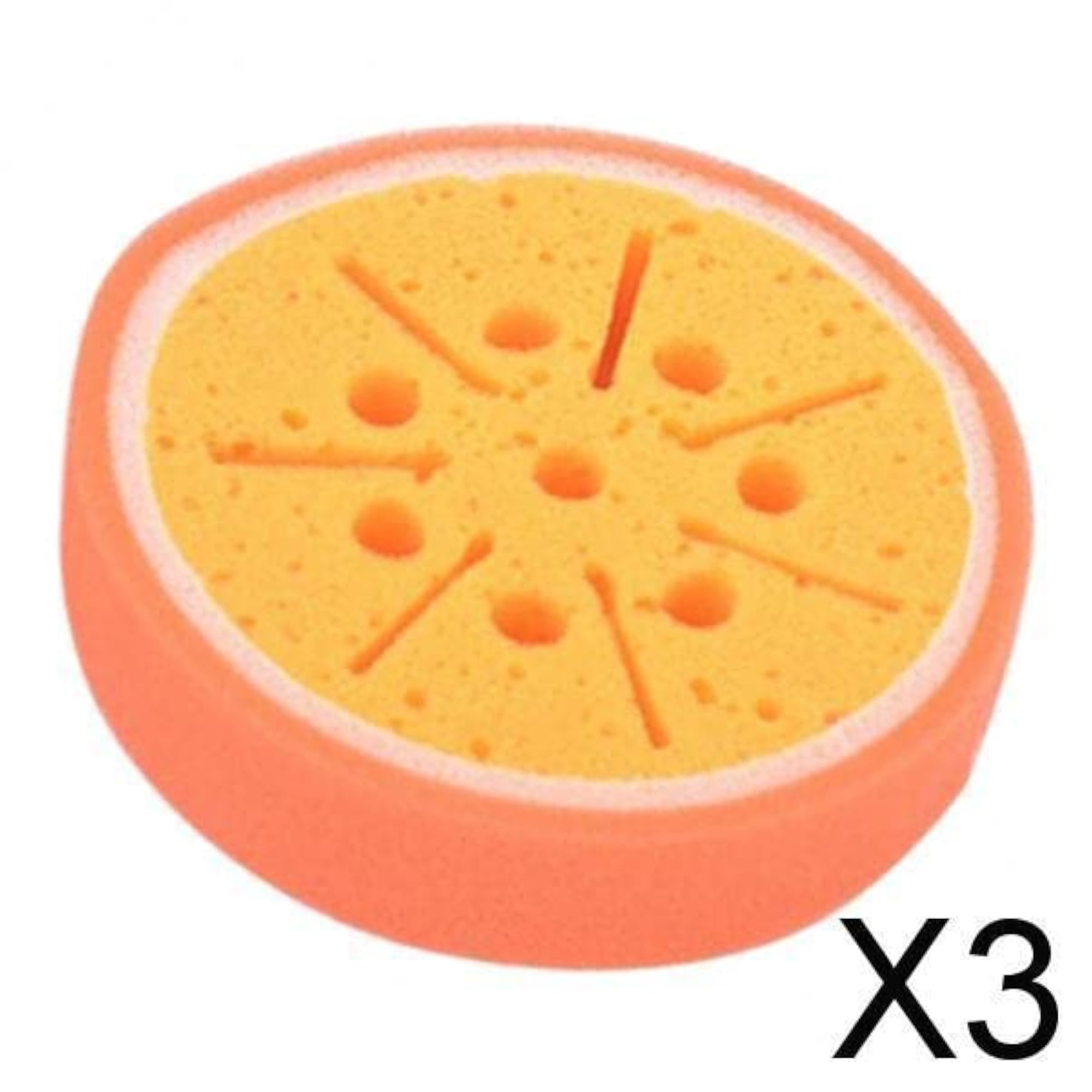 3x Cartoon Fruit Bath Cleaning Sponge Set for Children, Orange