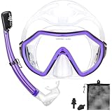 PIYAZI Snorkeling Gear for Adults, Dry Adult Snorkel Set HD Panoramic View Snorkel Mask Set, Anti-Leak and Anti-Fog Scuba Diving Package with Mesh Bag Ear Plug for Snorkeling Scuba Diving Travel