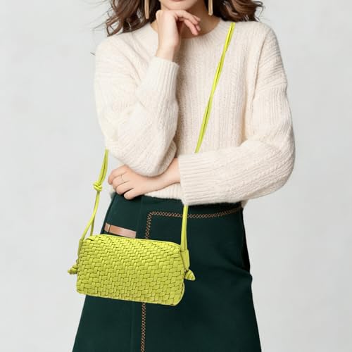 Image of Woven Crossbody Bag for Women,Small Handbag Cute Purse Vegan Leather Handmade Shoulderbag, Summer Tote Bag with Strap
