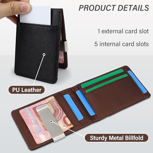 Money Clip Wallets for Men, Men’s Ultra-Thin Wallet with Metal Clip,Slim Credit Card Holder, Billfold Wallet for Men with 5 Credit Card Slots (Blue)3