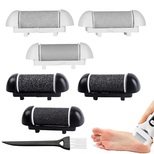 7 rodillos de repuesto para limas de pie para rodillos de repuesto Micro Pedi, rodillo de pie extra regular/grueso/fino, tacones agrietados, compatibles con IWEEL/ShoRan/Ratukall/Essy/ (blanco y negro