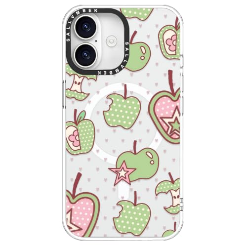 sallvmbek for iPhone 16 Case,Compatible with MagSafe,Cute Fruit Print Pattern Kawaii Design,Magnetic Mag Safe Magnet Shockproof Protective Clear TPU Bumper Phone Cases Cover for Women Girly