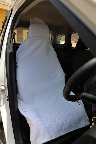 Image of ROMAN HOME 100% Superfine Cotton Solid Large Luxury Office Chair Towel with Tie Knot 450 GSM - (Pack of 1) Original Product AS PER Picture Shown (1, car White, Medium)