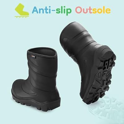 HISEA Toddler Rain Boots for Boys and Girls, Waterproof Seamless Lightweight Rubber Boots - Kids Rain Boots for Water Beach Outdoor Playing, Age 5-12 (Little Kid/Big Kid)