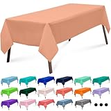 Flexincred Peach 3 Pack Rectangle Plastic Tablecloth 54 x 108 Inches Premium Rose Gold Peach Decorative Table Cover for Baby Shower, Birthday, Wedding, Indoor and Outdoor use