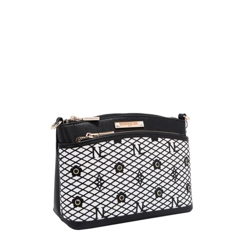 Nicole Lee Vegan Leather Crossbody Bag, Floral Lasercut Design with Rhinestones3