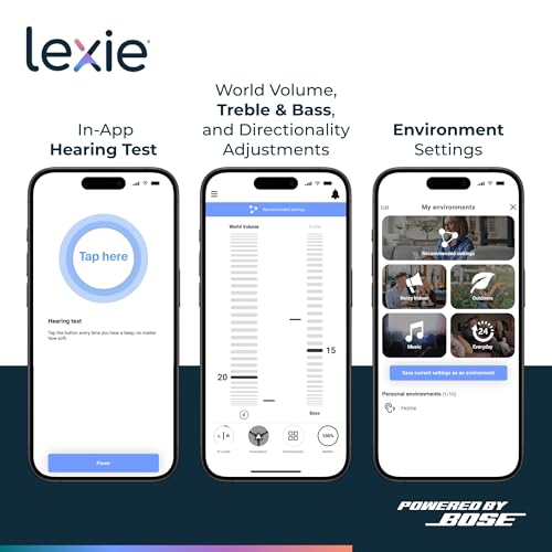 Lexie B2 Plus Hearing Aids Powered by Bose + Free 6-Month Lexie Club Subscription – Rechargeable, Rechargeable Case, App-Controlled, Self-Fit, Noise Reduction, Bluetooth® for Calls & Streaming (Gray)