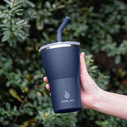 Ideus Insulated Tumbler With Leak Proof Straw Lid And Flip Lid, Double Wall Stainless Steel Coffee Travel Mug For Cold And Hot Beverages, 14Oz, Navy Blue #TOP6