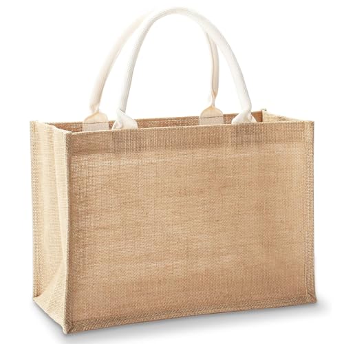 KEWUF 1 pcs Borsa in Juta Tote Bag Donna Grande borse di feltro o juta da rivestire con filati 18 * 22 * 14.5cm