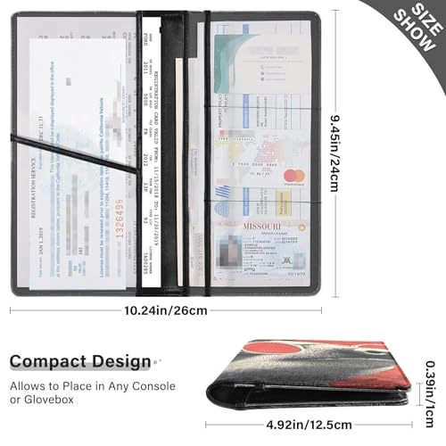 Car Registration and Insurance Holders Sloth Red Print, PU Leather for License Documents Cards3