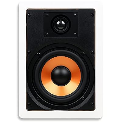 Micca M-6S 2-Way in-Wall Speaker, 7.3"(W) by 10.7"(H) Cutout, Home Theater, Whole House Audio, Indoor or Covered Outdoor, 6.5" Woofer, 1" Tweeter, White, Paintable, Each