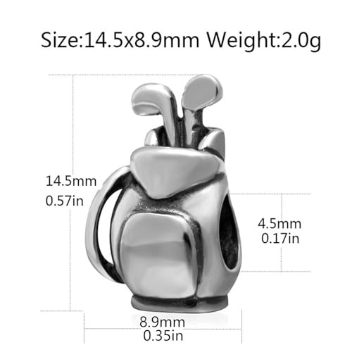 925 Sterling Silver Golf Bag Charm for Pandora Bracelet - Sport, Ball, Travel Vacation, Birthday2