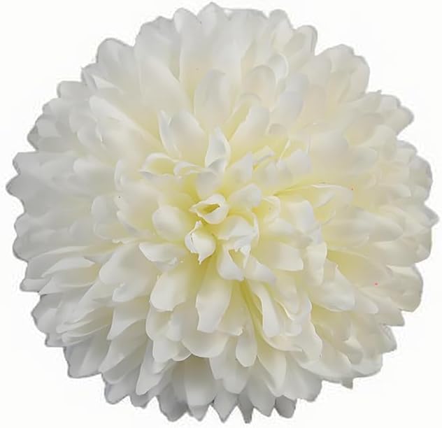 50 Pcs Artificial Chrysanthemums Heads Ball Flowers, Cream White Silk Chrysanthemum Ball Hydrangea Fake Mums Flower Heads for DIY Craft Wedding Party Decorations