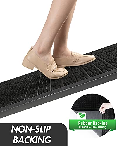 Montvoo-Door Mat- Front Door Mat Outdoor Indoor Entrance-Thick Non Slip Rubber Welcome Mat Indoor Outdoor Mats For Home Entrance Inside Outside Entryway Rugs-Shoe Mat Scraper-Black 17"X30" #TOP2