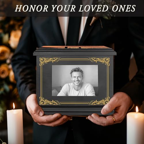Cremation Urn for Ashes Adult Male Female Wooden Picture Frame Urns Large Funeral Memorial Decorative Burial Urn Box and Casket for Ashes Men Women Pet Cat Dog