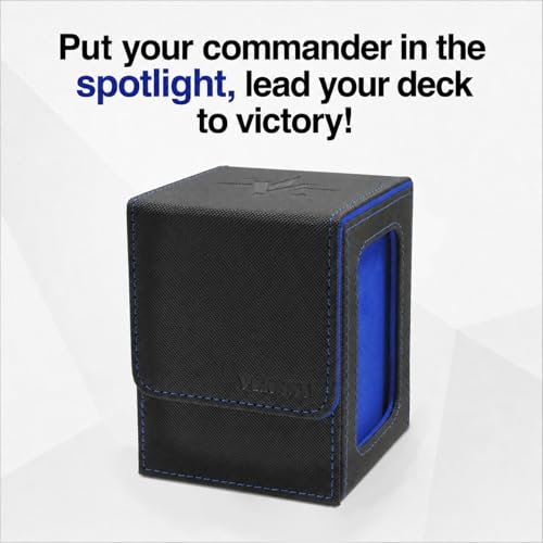 Image of Venssu MTG Deck Box for Commander Display,Card Deck Box Fits 100 Double Sleeved Cards,TCG with 2 Dividers and 1 Toploader (BLACK /BLUE)