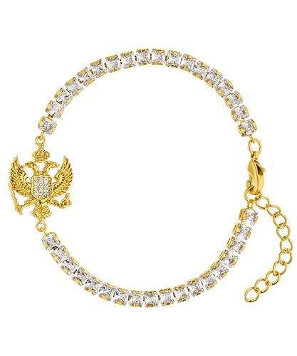 d'origine Bracelet aigle du Monténégro - Oxyde de zirconium monténégrin - Chaîne d'aigle du Monténégro - Bijoux monténégrins - Bijou armoiries du Monténégro pour femme