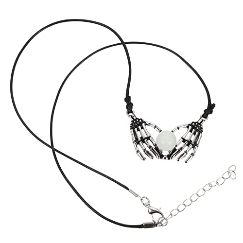 Didiseaon Halloween Skinter Collar Collar Cabeza de La Mano del Hueso del Hueso del Esqueleto del Esqueleto del Collar Halloween Joyería Fantancía Accesorio del Cuello para Mujeres Hombres Cover