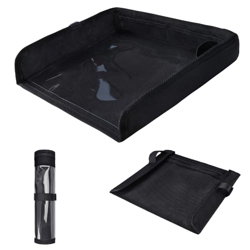 COOLBEBE Airplane Tray Table Cover Foldable Travel Tray Cover for Toddlers 1-3 Universal Fit for Airplane Car Seat High Chair Machine Washable Portable Black